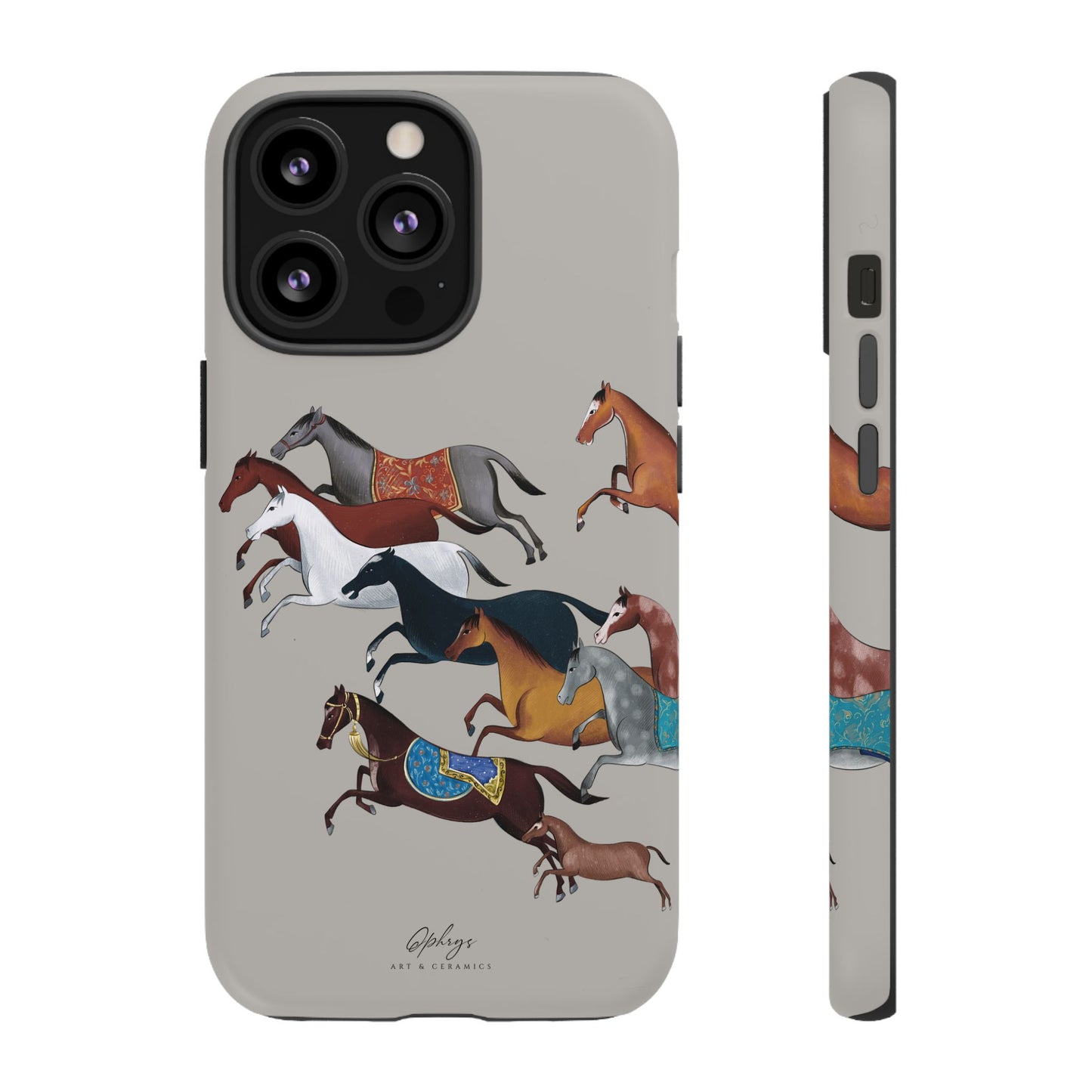 Equestrian Unique Horse Phone Case | Museum Grey | Quiet luxury & heritage aesthetics | Luxury Art Case | Ophrys Art