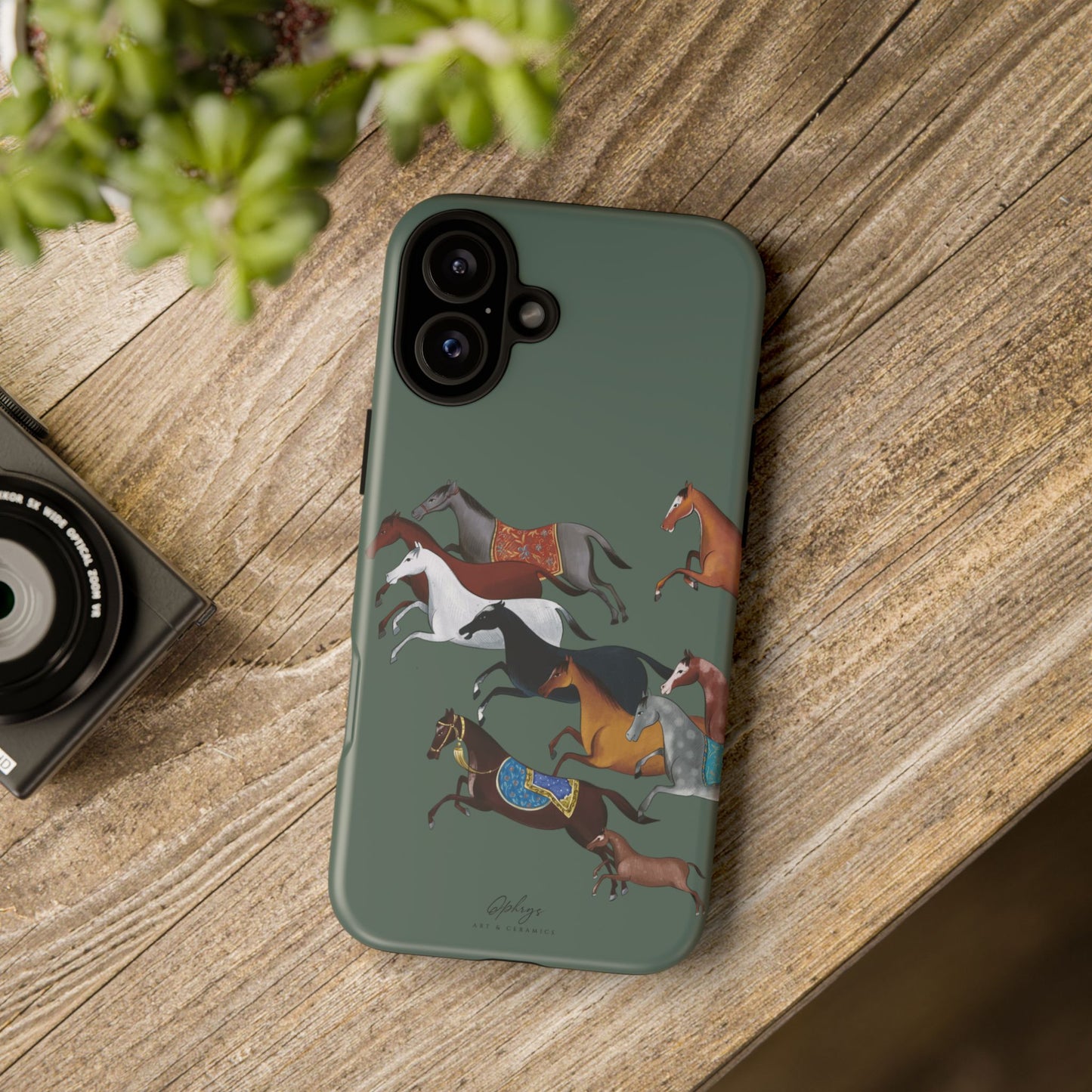 Equestrian Unique Horse Phone Case | Heritage Sage (green) | Quiet luxury & heritage aesthetics | Luxury Art Case | Ophrys Art
