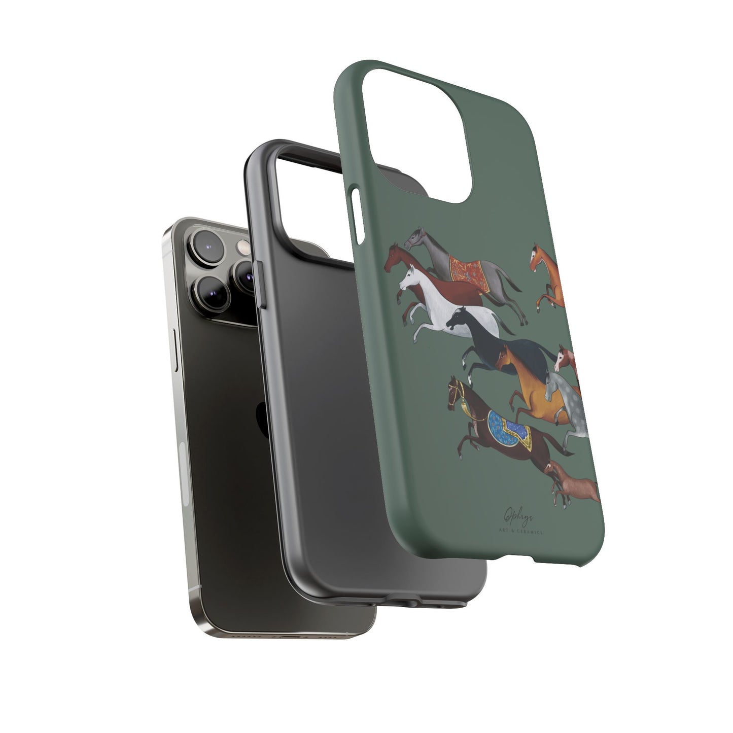 Equestrian Unique Horse Phone Case | Heritage Sage (green) | Quiet luxury & heritage aesthetics | Luxury Art Case | Ophrys Art