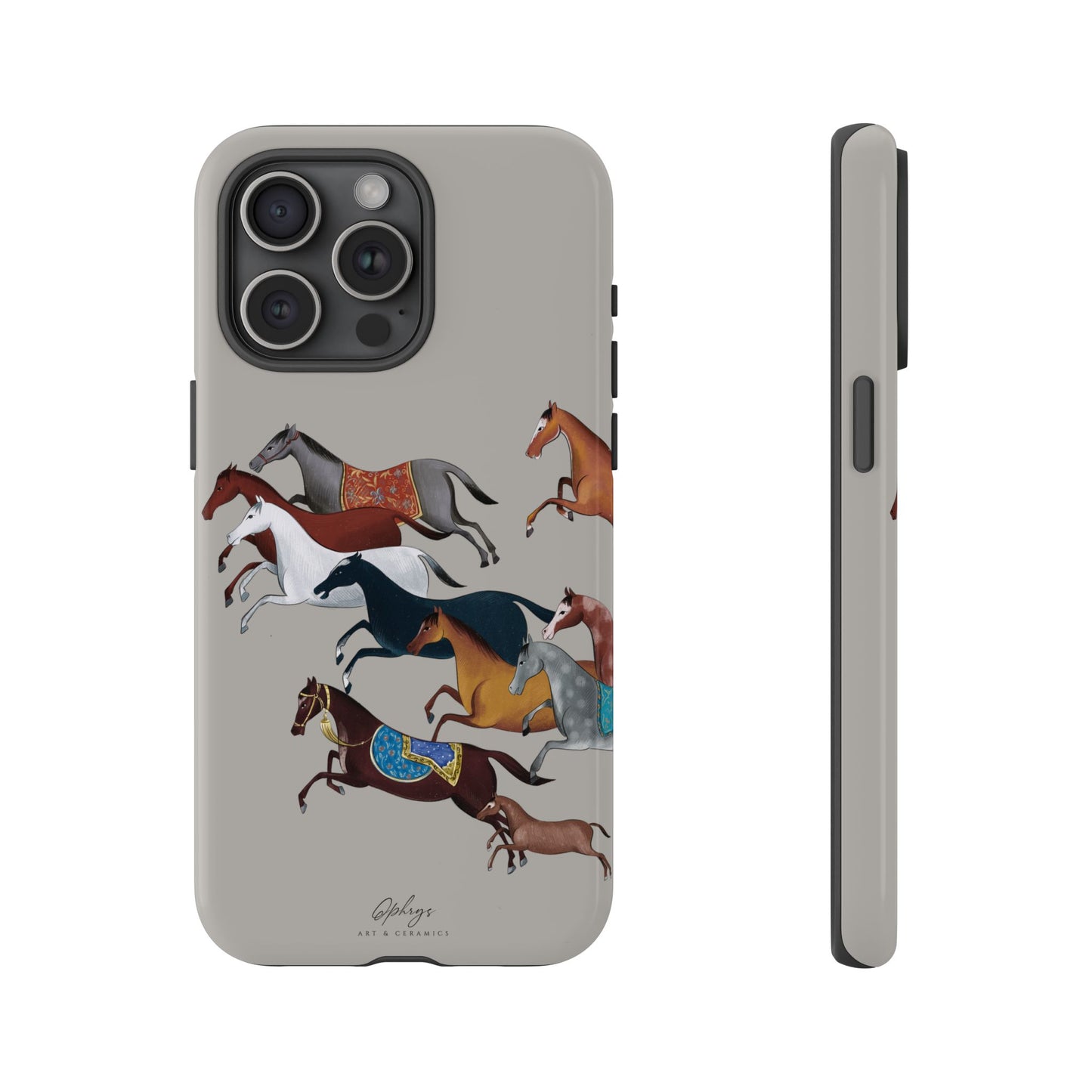 Equestrian Unique Horse Phone Case | Museum Grey | Quiet luxury & heritage aesthetics | Luxury Art Case | Ophrys Art