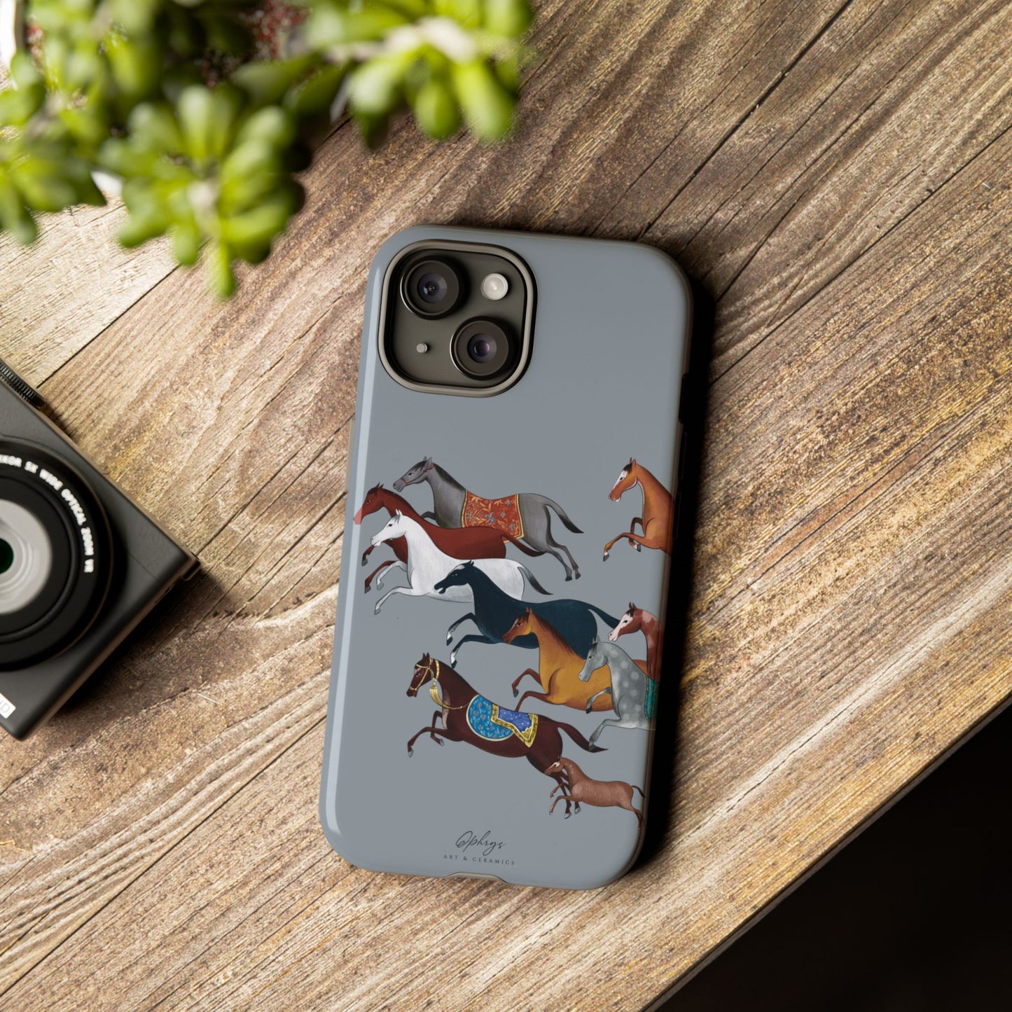 Equestrian Unique Horse Phone Case | Blue Fog | Quiet luxury & heritage aesthetics | Luxury Art Case | Ophrys Art