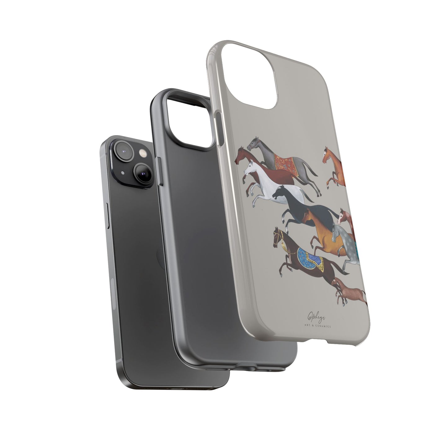 Equestrian Unique Horse Phone Case | Museum Grey | Quiet luxury & heritage aesthetics | Luxury Art Case | Ophrys Art