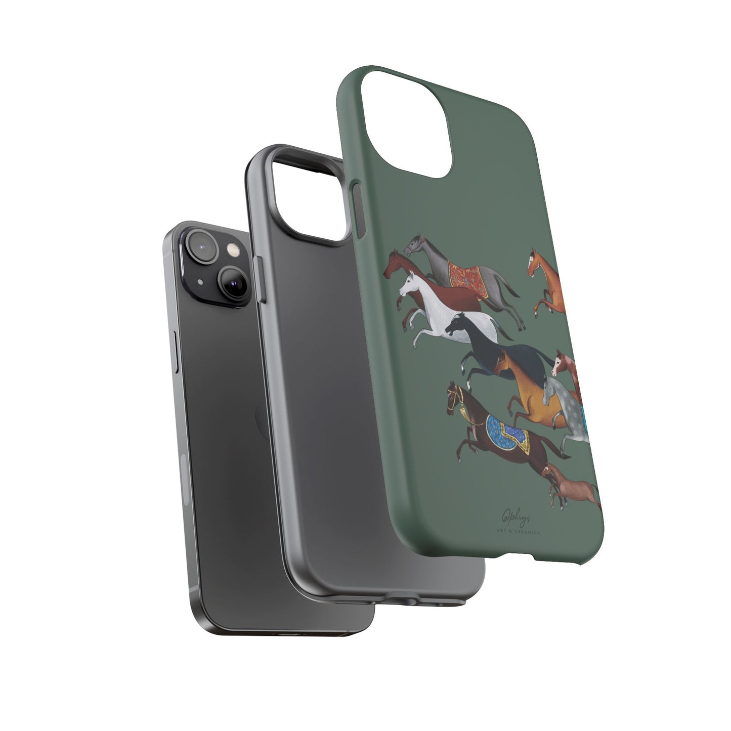 Equestrian Unique Horse Phone Case | Heritage Sage (green) | Quiet luxury & heritage aesthetics | Luxury Art Case | Ophrys Art