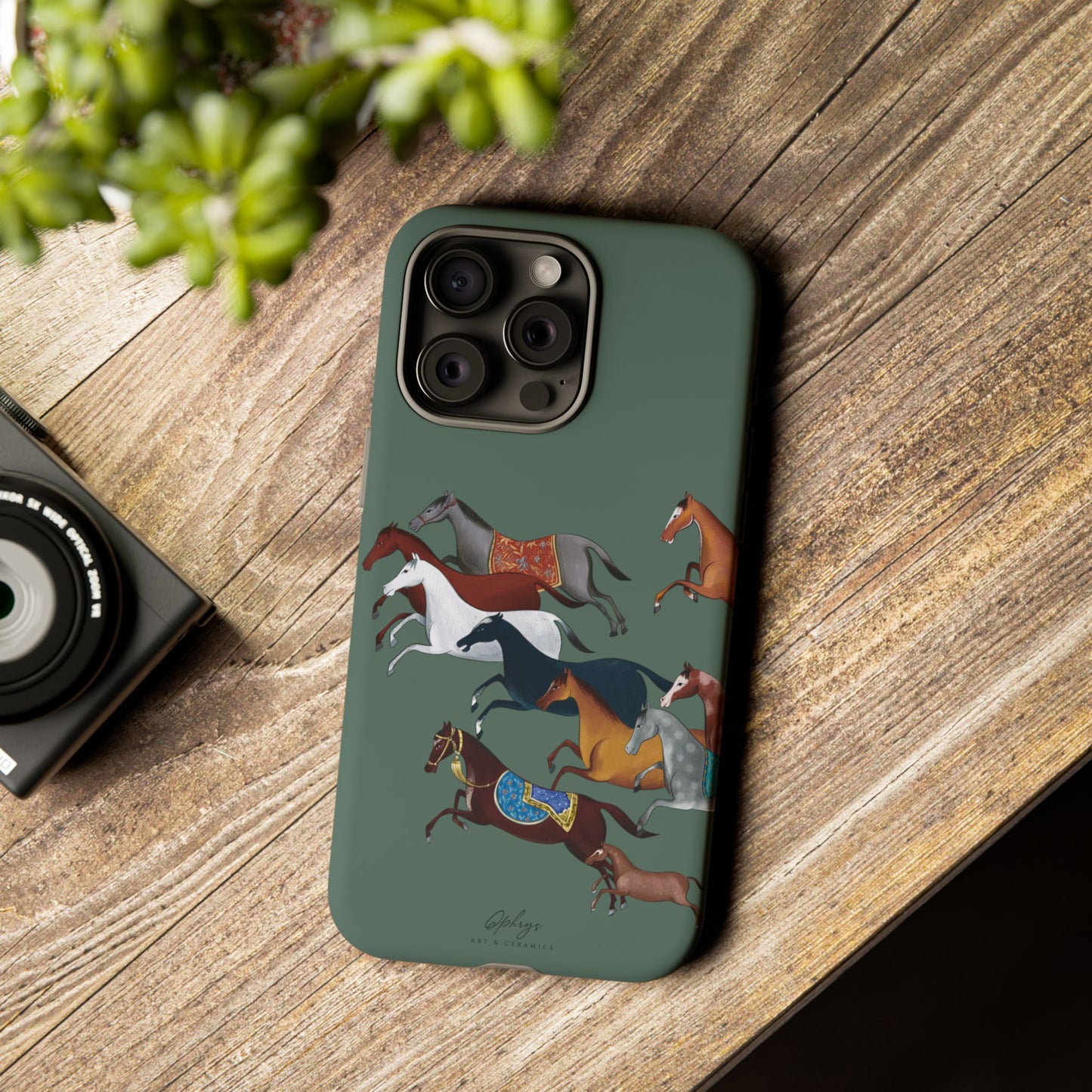 Equestrian Unique Horse Phone Case | Heritage Sage (green) | Quiet luxury & heritage aesthetics | Luxury Art Case | Ophrys Art