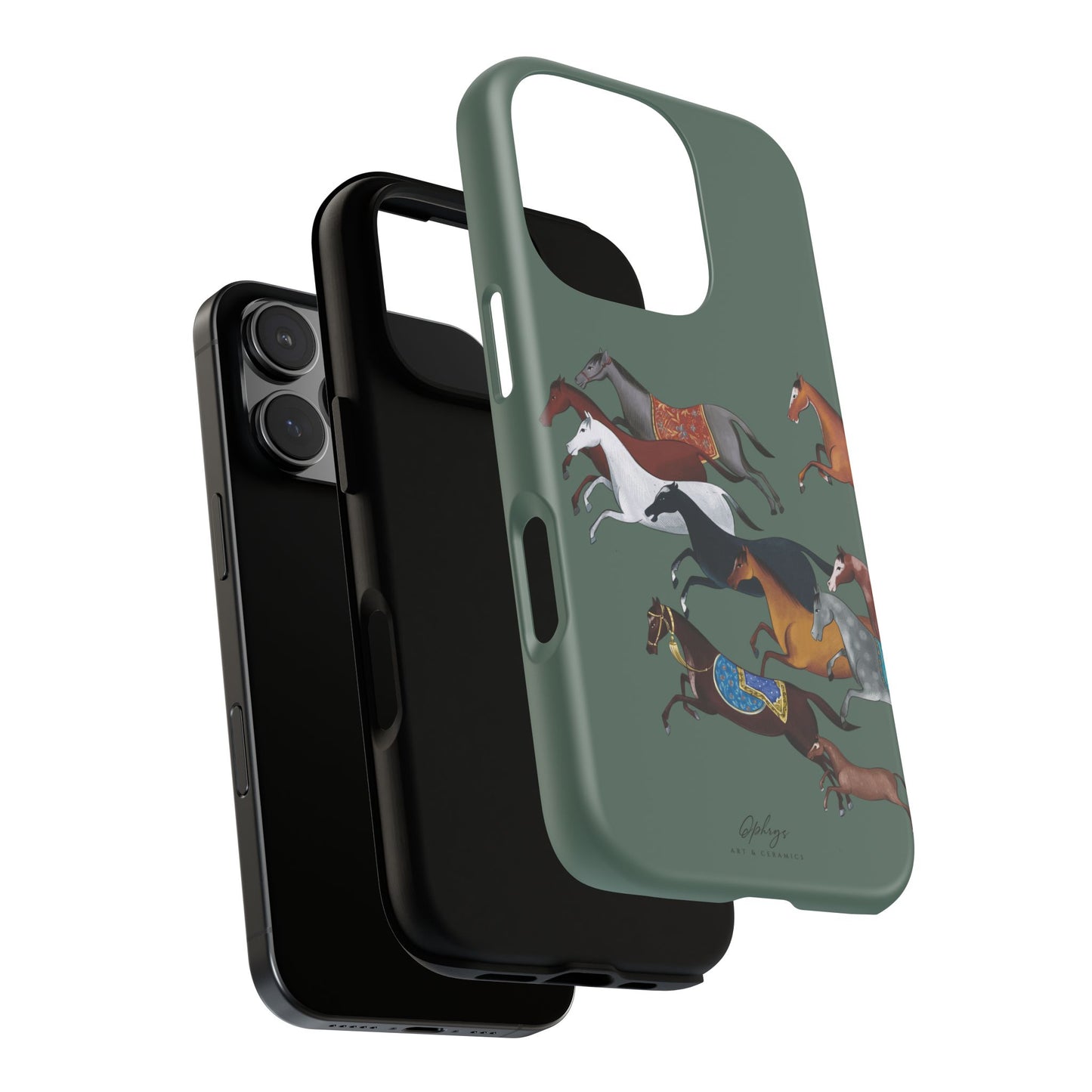 Equestrian Unique Horse Phone Case | Heritage Sage (green) | Quiet luxury & heritage aesthetics | Luxury Art Case | Ophrys Art