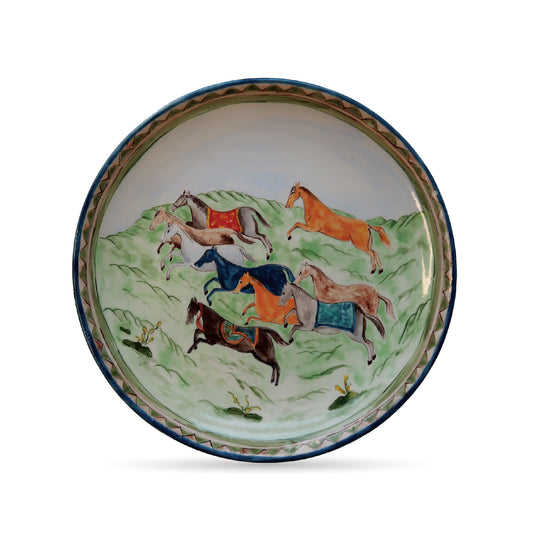 Ophrys Equestrian Collection “The Running Steeds” Hand-Painted Ceramic Plate