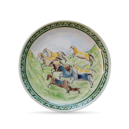 Ophrys Equestrian Collection “The Golden Herd” Hand-Painted Ceramic Plate